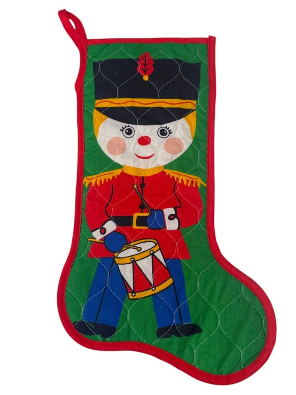 Nutcracker Christmas Stocking Red Quilted Vintage Retro Kitsch MCM Holiday